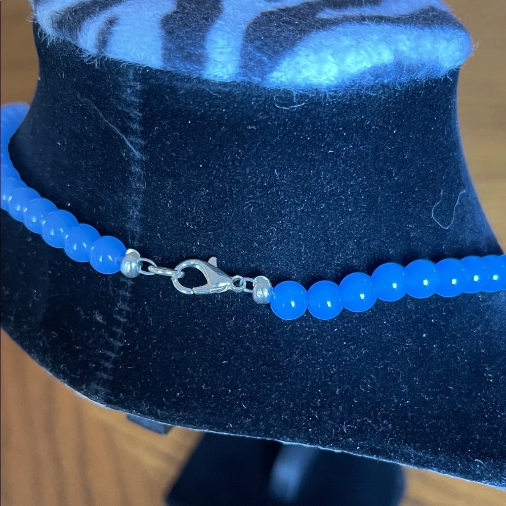 Elegant Blue and White Beaded Necklace